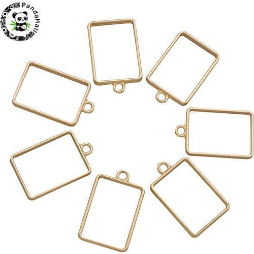 Pandahall 10 pcs Rack Plating Alloy Open Back Bezel Pendants for Pressed Flower Jewelry Findings 33.5x21x3.5mm Hole: 3mm 2 Color
