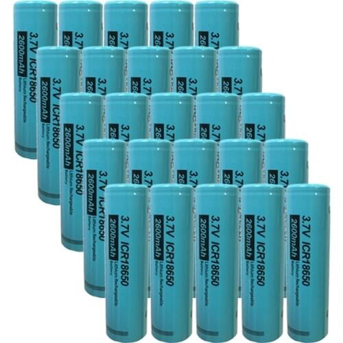20Pcs/lot PKCELL 18650 Battery 2600mah 3.7V Li-ion Rechargeable Battery Batteries ICR 18650 Lithium Battery Cell Button Top