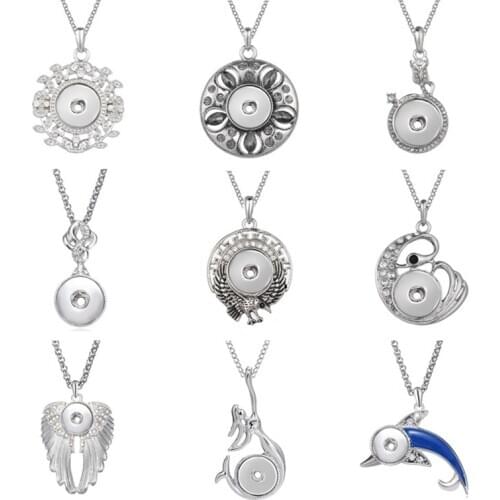 2021 New Snap Button Jewelry Necklaces Love Crystal Rhinestone Snap Necklace Fit DIY 18mm 20MM Snaps Buttons Pendant Necklace