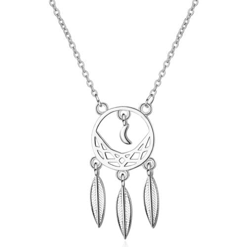 3997 925 Sterling Silver Elegant Moon Flower Lady Pendant Necklaces Jewelry Women Short Choker Chains Drop Shipping Cheap Gift