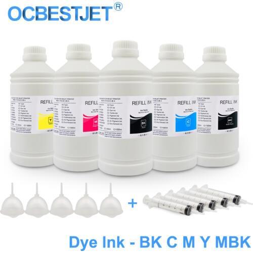 5x1000ML Universal Dye Ink Refill Ink Kit For Epson Stylus Pro 7700 9700 T3000 T5000 T7000 T3200 T5200 T7200 T3270 T5270 T7270