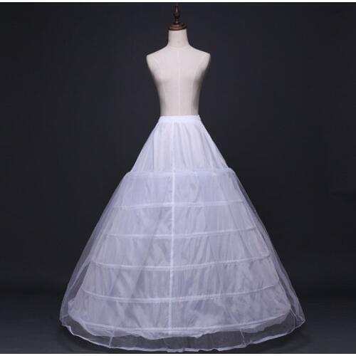 6 Hoops One Layer Of Mesh Wedding Petticoat Long Tulle Skirts Womens Underskirt For Wedding Dress In Stock
