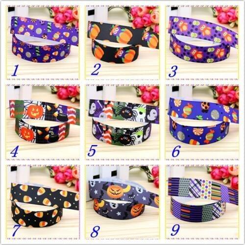 7/8'' Free shipping halloween owl sugar printed grosgrain ribbon hairbow headwear party decoration diy wholesale OEM 22mm D276