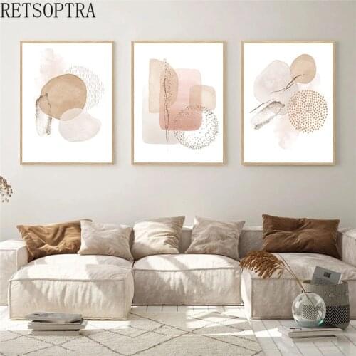 Abstract Style Simple Modern Nordic Geometry Gold Foil Frameless Poster Wall Painting Beige Art Canvas Printings home decore