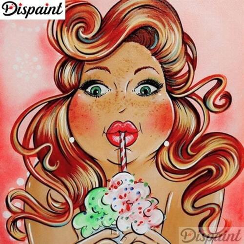 Dispaint Full Square/Round Drill 5D DIY Diamond Painting "Cartoon woman" 3D Embroidery Cross Stitch 3D Home Decor A06326
