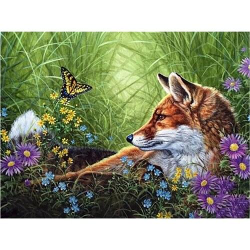 Diamond Painting Fox Forest Flowers Full Square/round Drill 5D Diy Diamond Embroidery Cross Stitch Animal Nursery Home Decor