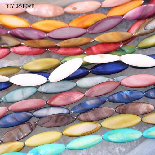 Free Shipping Fahion Jewelry Colors 10X30MM Mother Of Pearl Shell Loose Beads String 15"
