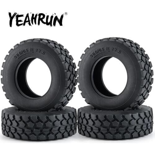 YEAHRUN 30mm Width Black Rubber Tyres Wheel Tires for Tamiya 1:14 RC Trailer Tractor Truck Front Wheel Rims 2