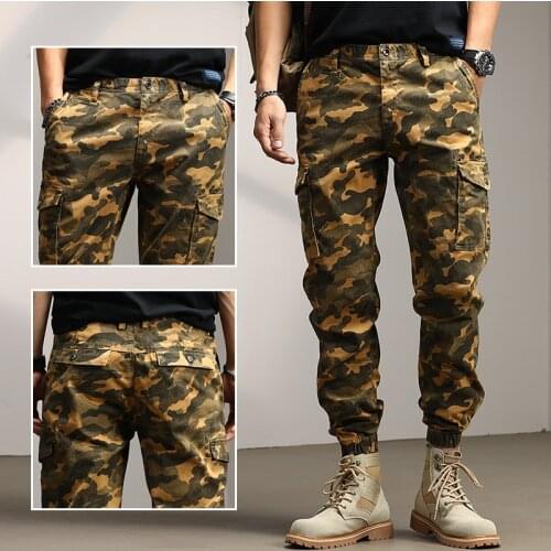 Newly Streetwear Fashion Men Jeans Military Camouflage Big Pocket Casual Cargo Pants Slack Bottom Hip Hop Joggers Harem Trousers