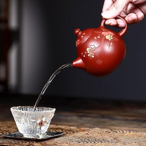 Yixing Stone scoop Tea pot Purple Clay filter teapot Handmade beauty kettle Raw ore bean green mud Boutique Tea set 250ml
