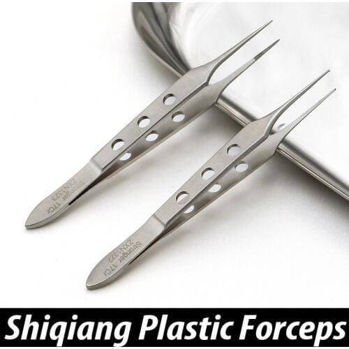 Stainless steel ophthalmic forceps 9.5cm cosmetic plastic forceps double eyelid surgery tools hook forceps/with lip straight