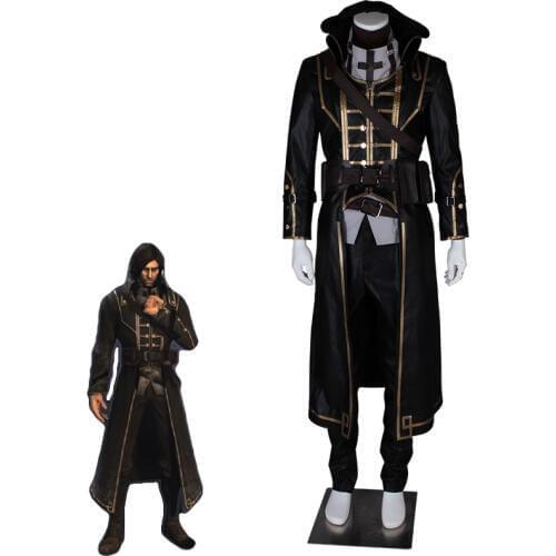 Dishonored Cosplay Corvo Attano Costume Carnival Cosplay Costume Full Sets Long Leather Coat High Quality Cool Men Halloween