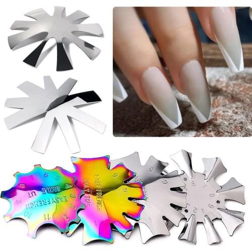 1Pc French Nail Tips Line Edge Stainless Steel Nail Cutter Clipper Tool Edge Trimmer Styling Form Nail Art Template Tools