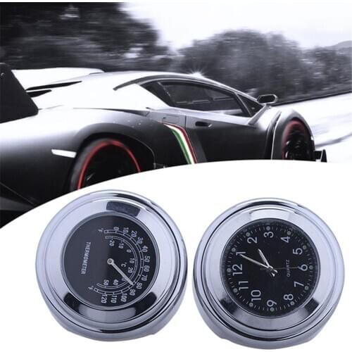 Motorcycle Quartz Clock Waterproof Chrome Bike Handlebar Mount Watch Temp Thermometer Clock Motorcycle Accessories