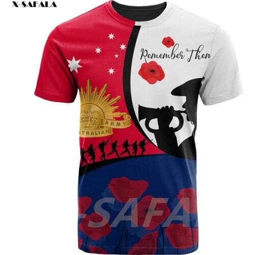 WE WILL REMEMBER THEM Anzac Australia Aboriginal 3D Printed High Quality 2 Milk Fiber T-shirt Round Neck Men Female Casual Tops