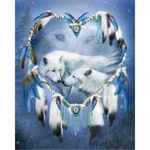 White Wolf DIY diamond painting cartoon Wolf full diamond embroidery cross stitch Rhinestone Mosaic painting hanging murals