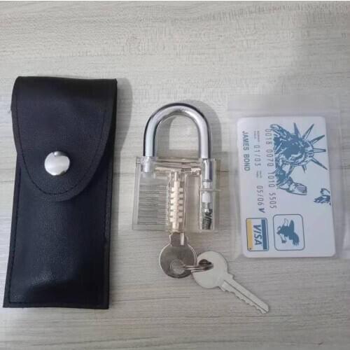 Practice Lockpicking Tool Set with Transparent Practice Lock,High Quality professional Locksmith Tools,Tension Wrench Pick Tool