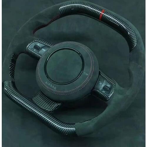 Cuatomized Gloss/Matt Carbon Fiber Sports Shape Steering Wheel Alcantara Perforated Leather for Audi TT TTRS 2007-2014