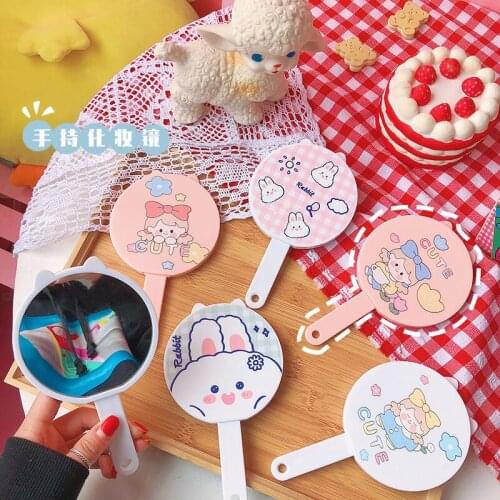 Portable hand-held makeup mirror ins outdoor creative portable cute mirror comb combo combo set HD handle mirror girl