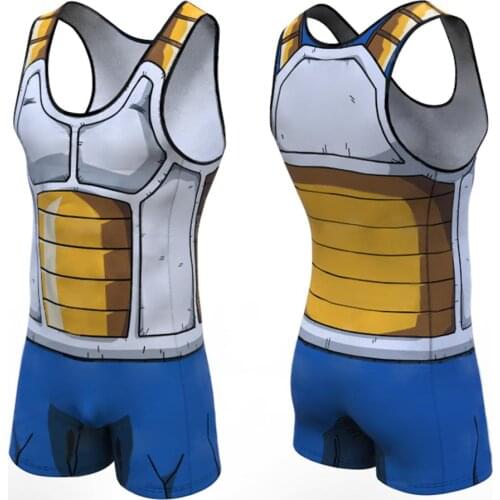 Casual Vegeta Goku Cosplay One Piece Sleeveless Jumpsuit Playsuit Casual Men One Piece Top Tank Shirt plus size Best Gift