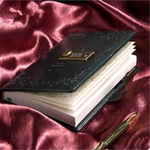 Retro note book with lock hardcover diary school supplies vintage notebooks