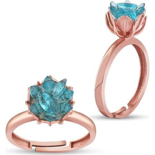 Tevuli 925 Sterling Silver Blue Lotus flower Ring