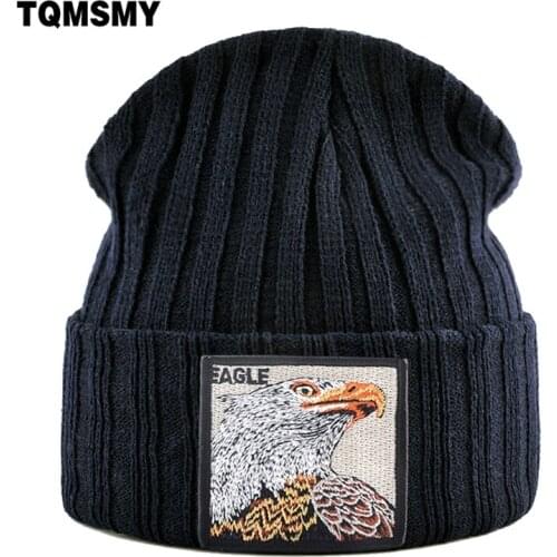 TQMSMY Winter Warm Hat With Embroidery Patch Mens Solid Color Knitted Beanies Bonnet Outdoor Hip Hop Skullies Beanies TMTB-XY