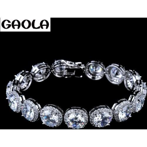 GAOLA Luxury CZ Pave Bracelet Fashion White Gold Color Cubic Zirconia Bracelets Bangles For Women Accessories GLS0485