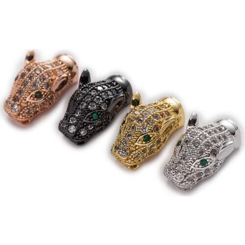 1 Piece Micro Inlays Zircon Snake Shaped Copper Beads For Jewelry Making Women Children DIY Bracelet Necklace Findings 17x10mm