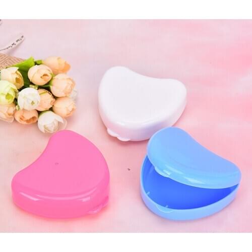 1pc Dental Orthodontic Retainer Box for Denture Teeth Heart Shape False Teeth Box