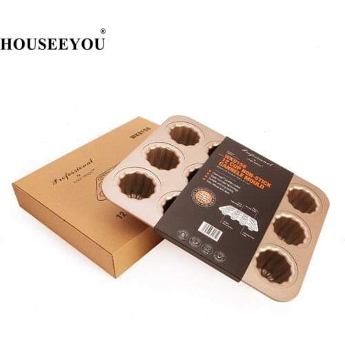 12 Cup Non Stick Cannele Mould Cake Pans Cupcake Oven Biscuit Mold Pie Dishes Baking Tray Home Kitchen Cook DIY Cooking Tools
