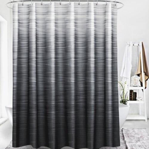 180*180cm Top And Bottom Gradient Print Stripes Shower Curtain Bathroom Bath Curtains Easy Clean Shower Waterproof Curtain