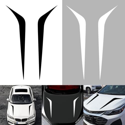 2pcs 100cmx26cm Hood Cover Car Stickers Auto Vinyl Film Long Stripe Decals DIY Car Sport Styling Stickers Car Tuning Accessories