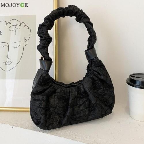 2021 Fashion Pleated Tote Bag Women Pleated Solid Color PU Leather Shoulder Bag Casual Ladies Small Messenger Bags