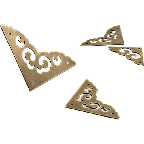 10 Pcs 80mm Antique Chinese Brass Corner Bracket Furniture Desk Cabinet Jewelry Box Wooden Case Decorative Hardware Part