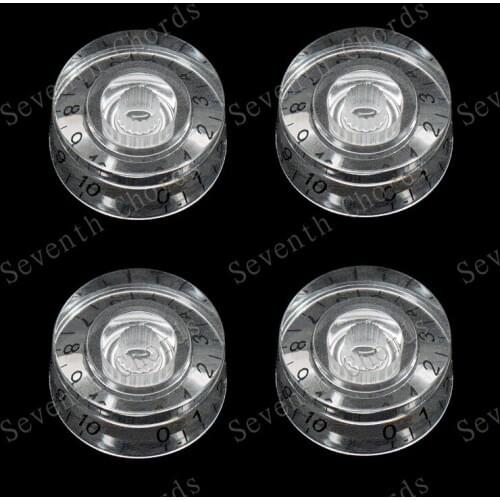 4 Pcs Transparent Clear Black Digital Electric Guitar Bass Speed Control Knobs Tone volume Pot Knobs Potentiometer Buttons