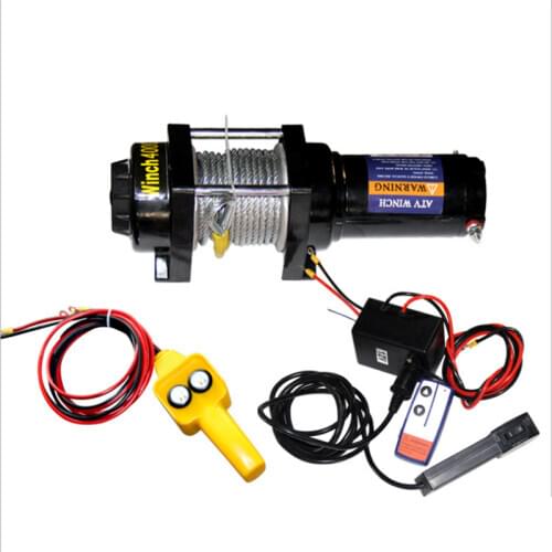 4000lbs electric recovery winch kit ATV trailer 10M high-strength steel cable car 12v24v car winch remote control kit