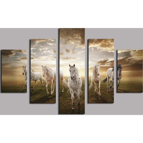 Unframed 5 pcs High Quality Cheap Art Pictures Running Horse Large HD Modern Home Wall Decor Abstract Canvas Print Oil Painting