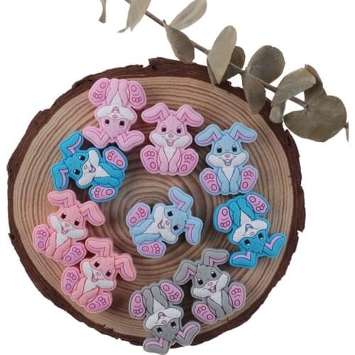50pcs Baby Beads Silicone Rabbits Silicone Teethers For Baby Silicone Beads Personalized Pacifier Baby Toys BPA Free Teeth Care