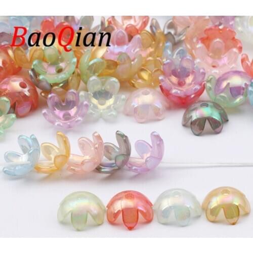 50pcs Multicolor 13mm Acrylic Six Claw Flower Shaped Loose Beads For Jewelry Making Handmade DIY Necklace Bracelet