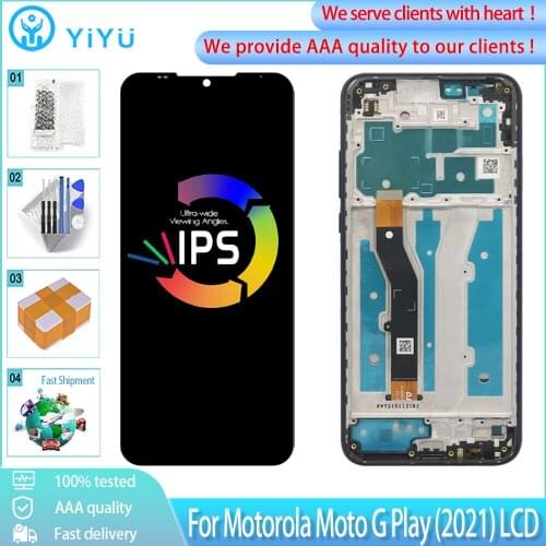 6.5'' Original For Motorola Moto G Play 2021 LCD Display With Touch Screen With Frame Digiziter Panel Assembly Replacement Parts