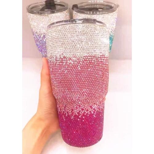 900ml Multicolor Rhinestone Vacuum Flask Coffee Cup Stainless Steel Portable Hot Water Bottle Thermos Car Ice Master Mug Gifts