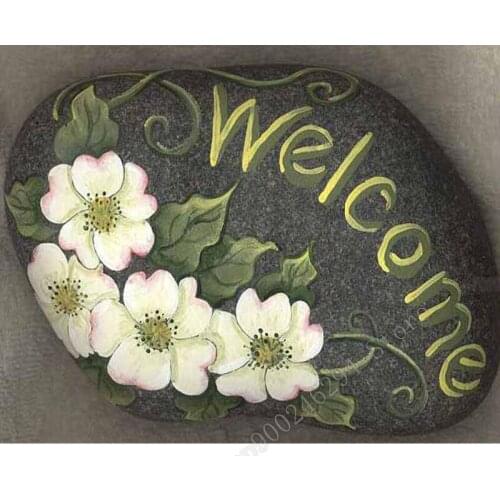 Diamond Painting Square Drills welcome and White Flower 5D Diy Diamond Embroidery Display Mosaic Rhinestones Painting FF2026