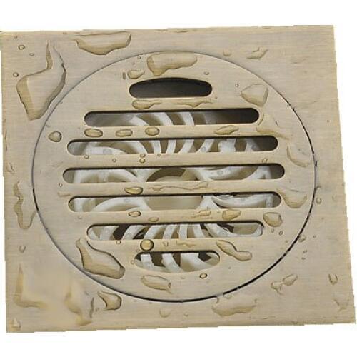 Antique Brass 4" inch Square Floor Drain Bathroom Shower Waste Washing Drain Grate Free Shipping ahr003