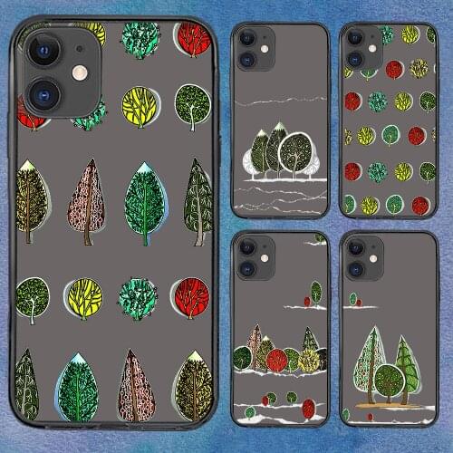 Tree Cartoons Green Phone Case For iphone 12 11 6 Mini Pro XS Max X XR 7 8 Plus Soft TPU Cover 12Pro 11Pro 12Mini