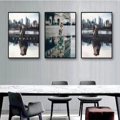Home Decoration, Movie Poster, Cuadros os Wall Canvas Decoration for Living Room , Painting lion or cat, Tiger in heart