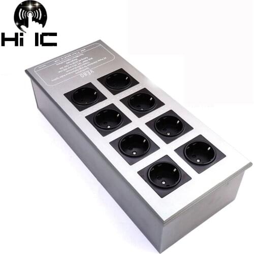 HiFi Audio Noise AC Alluminum Power Filter Power Conditioner Power Purifier Surge Protection with EU Outlets Power Strip