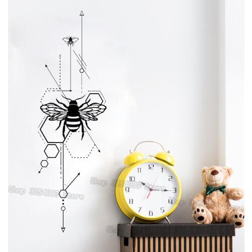 Geometric Honeycomb & Anatomical Bees Wall Stickers Home Decor Living Room Unique Vinyl Wall Art Decals Bedroom Waterproof S442