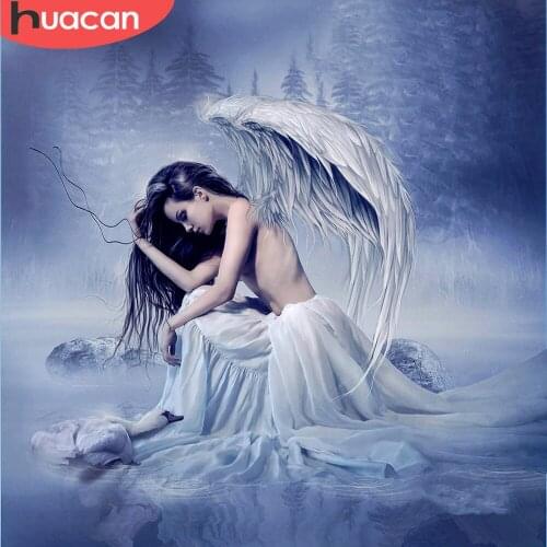 HUACAN 5D Diy Diamond Painting Angel Diamond Embroidery Mosaic Swan Cross Stitch Wall Decor Home Decoration