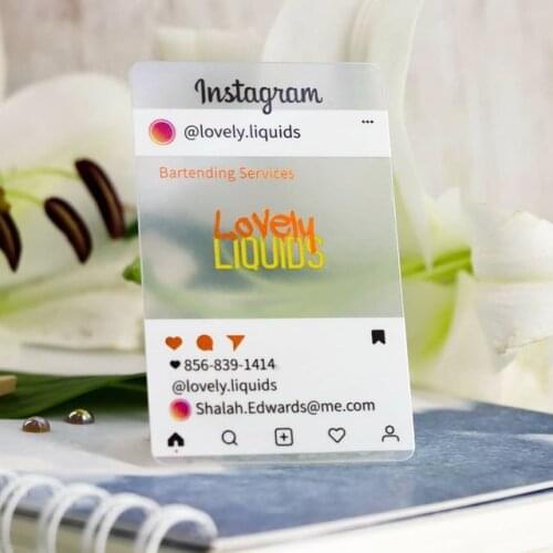 Customized Instagram Business Cards Frosted Transparent Business Cards Printed with Design Service Free Design 200/500/1000PCS